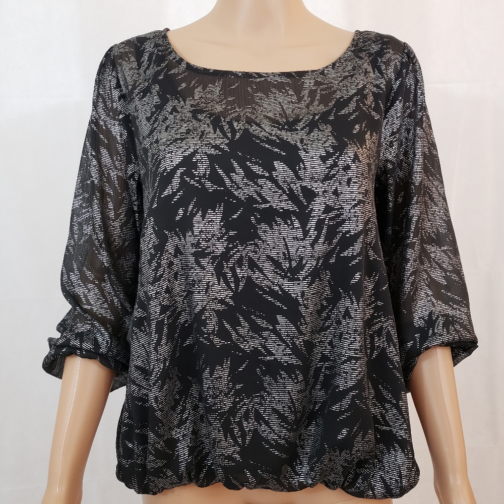 NWOT ANN TAYLOR FACTORY | Black and Silver Blouse